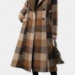 Maaike dames lange geruite jas met ceintuur