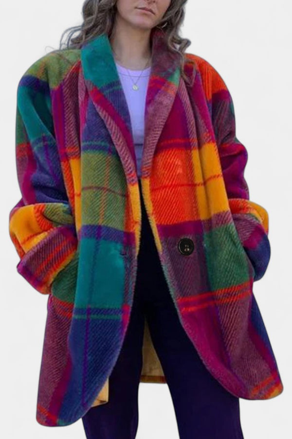 Seline dames oversized jas met opvallend ruitpatroon