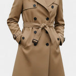 Renske dames trenchcoat met dubbele knopenrij en ceintuur