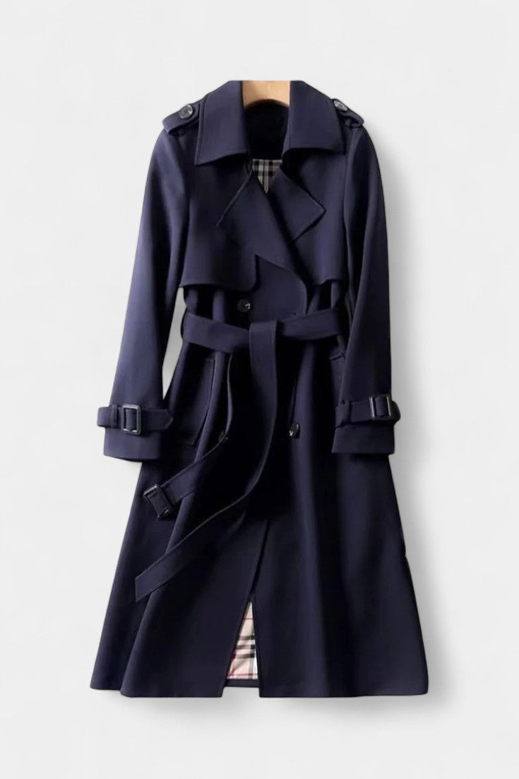 Renske dames trenchcoat met dubbele knopenrij en ceintuur