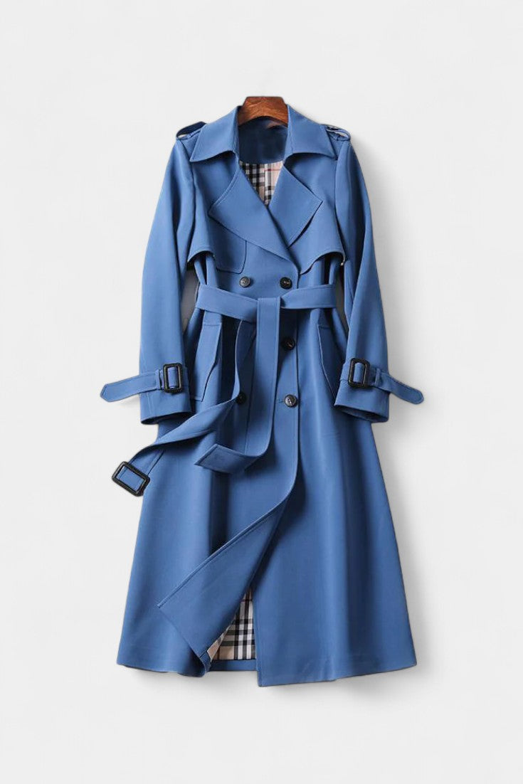 Renske dames trenchcoat met dubbele knopenrij en ceintuur