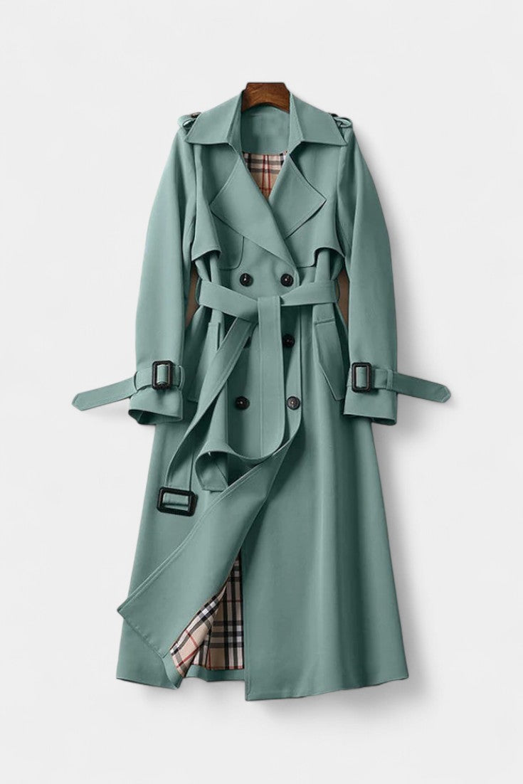 Renske dames trenchcoat met dubbele knopenrij en ceintuur