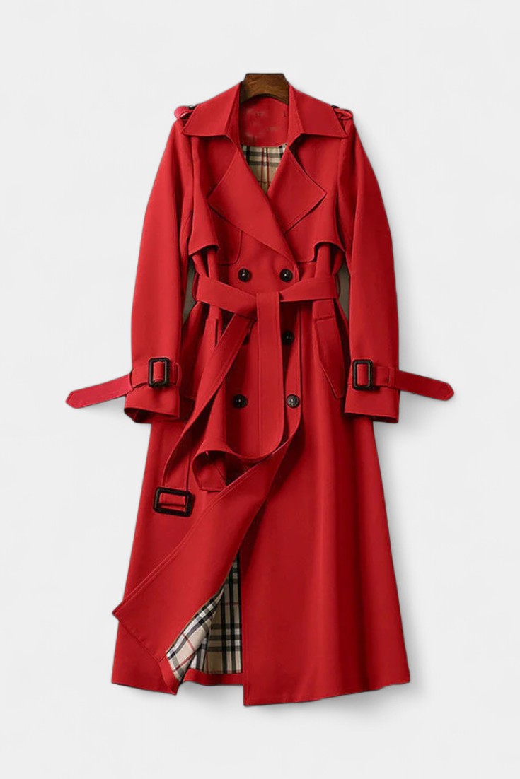 Renske dames trenchcoat met dubbele knopenrij en ceintuur