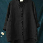 Lichte dames zomerblouse met verfijnd dessin en lange mouwen in ademende stof