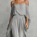 Freya dames chiffon tweedelige set met blote schouders