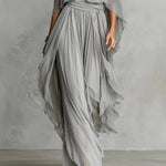 Freya dames chiffon tweedelige set met blote schouders