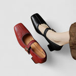 Yfke dames mary jane schoenen met vierkante neus en middelhoge hak