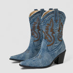 Linde dames geborduurde western enkellaarsjes