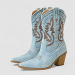 Linde dames geborduurde western enkellaarsjes