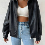 Zwart oversized dames jack van nepleer met doorlopende ritssluiting