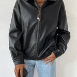 Zwart oversized dames jack van nepleer met doorlopende ritssluiting
