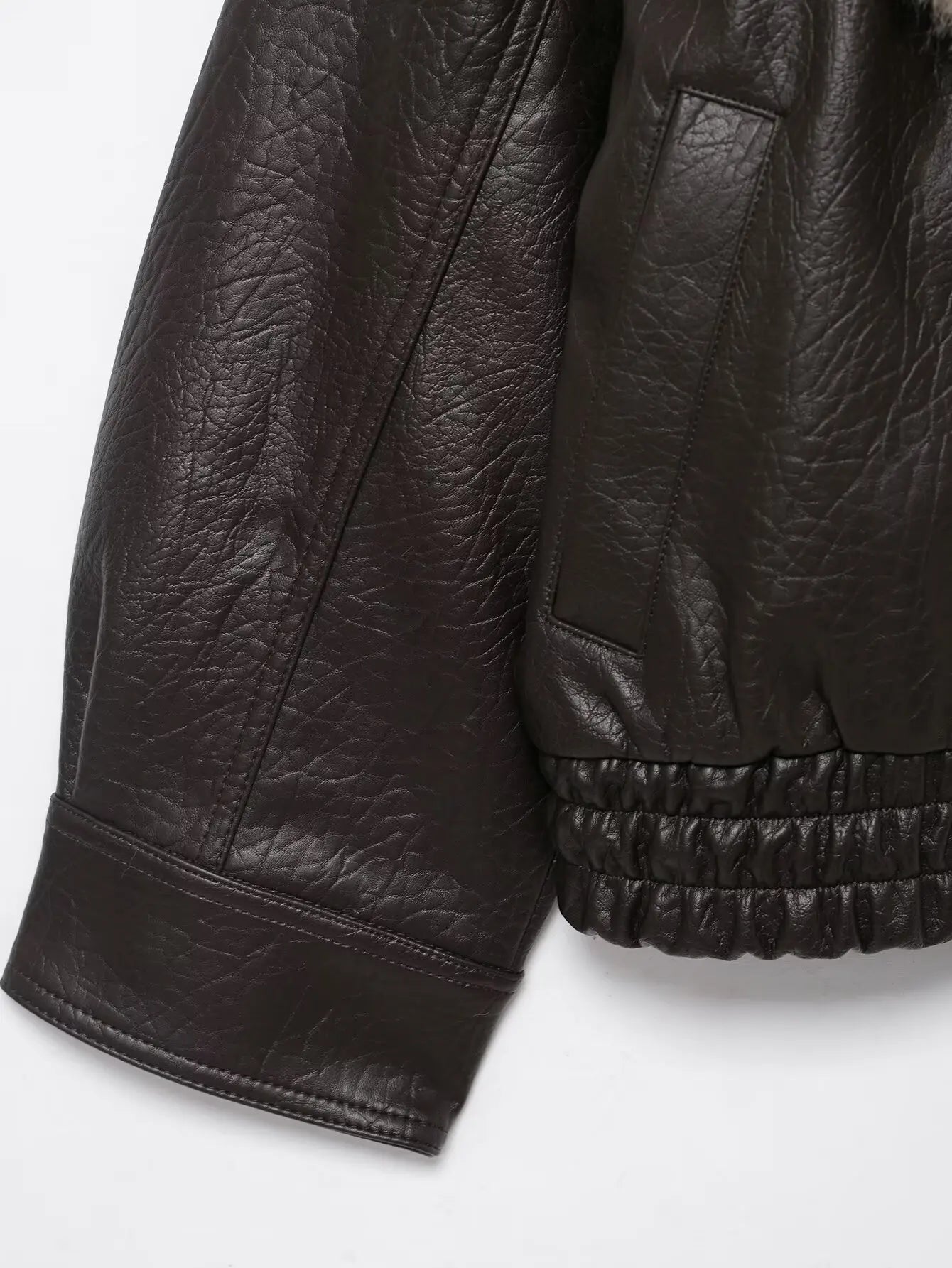 Oversized dames jack van nepleer met zachte imitatiebont kraag