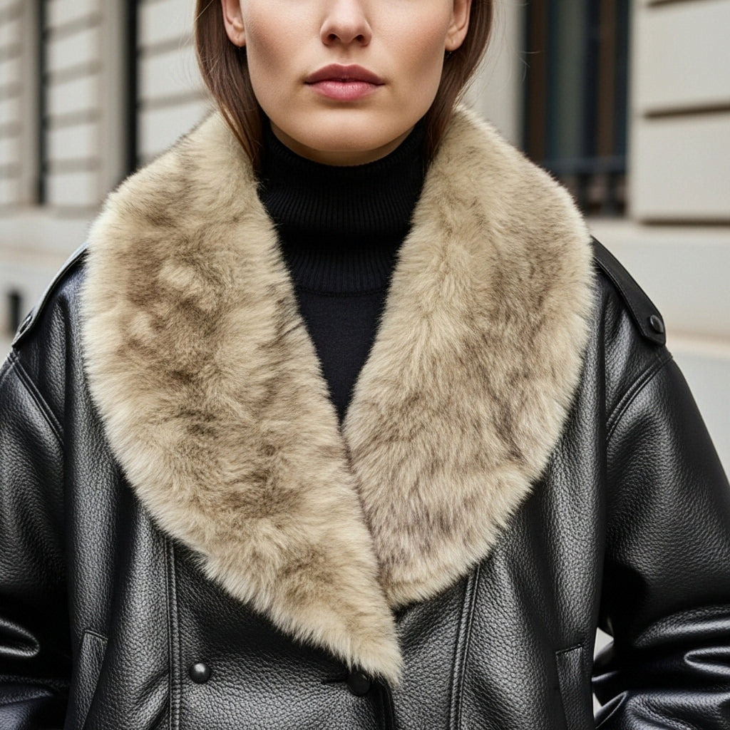 Oversized dames jack van nepleer met zachte imitatiebont kraag