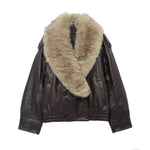 Oversized dames jack van nepleer met zachte imitatiebont kraag