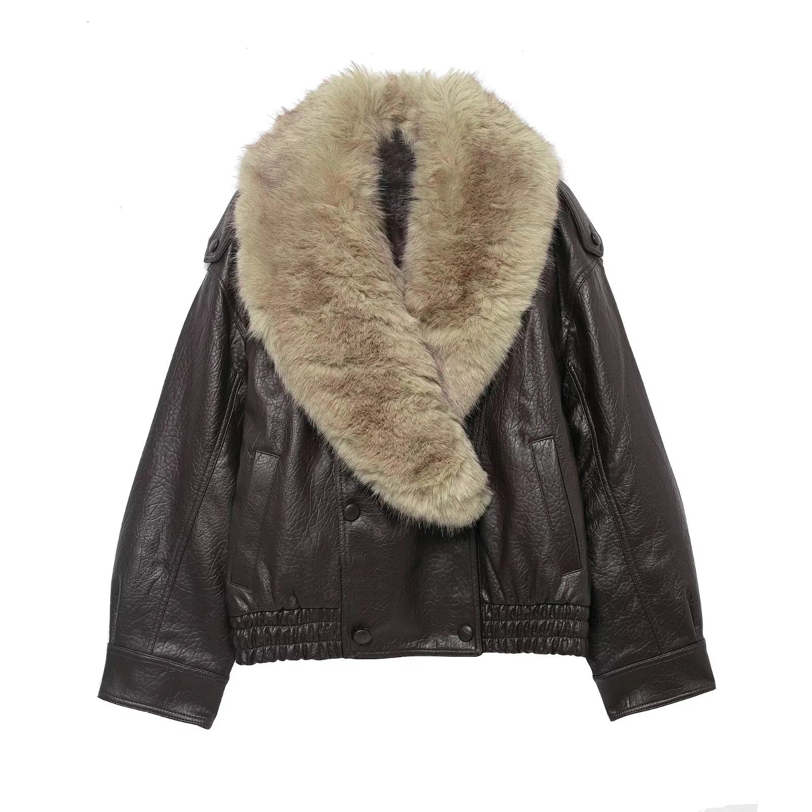 Oversized dames jack van nepleer met zachte imitatiebont kraag