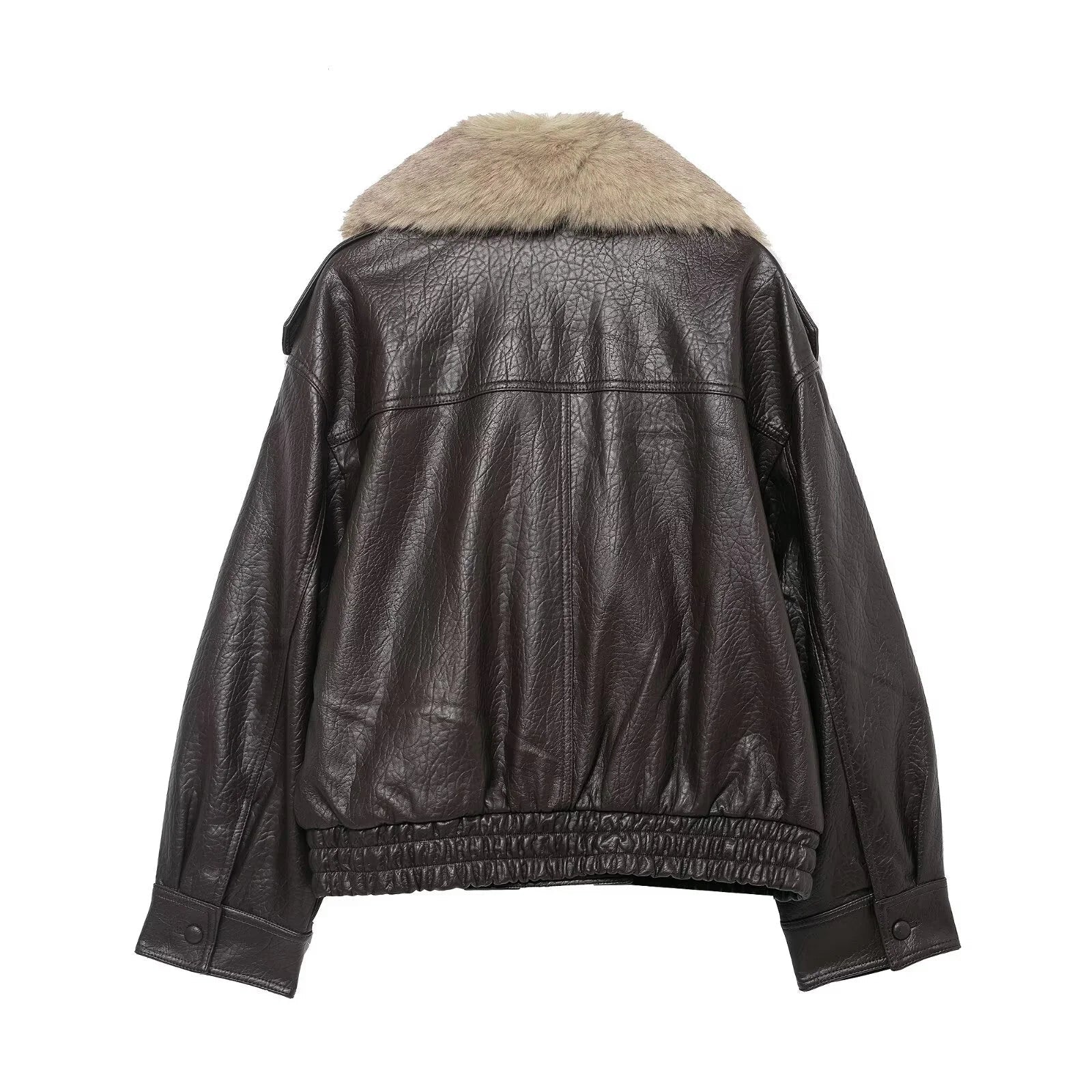 Oversized dames jack van nepleer met zachte imitatiebont kraag