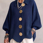 Bente oversized vest met goudkleurige knopen