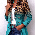 Fleur dames luipaardblazer met kleurverloop en ruches