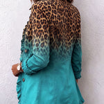 Fleur dames luipaardblazer met kleurverloop en ruches
