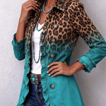 Fleur dames luipaardblazer met kleurverloop en ruches