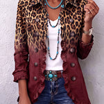 Fleur dames luipaardblazer met kleurverloop en ruches