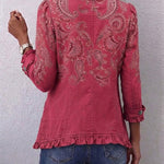 Tess dames roze paisleyjasje met ruches