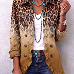 Fleur dames luipaardblazer met kleurverloop en ruches