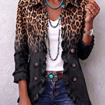 Esmee dames antracietkleurige luipaardblazer met ruches