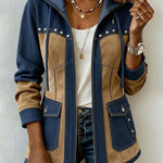 Sophie dames marineblauw-camel jasje met capuchon