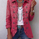 Tess dames roze paisleyjasje met ruches