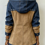Sophie dames marineblauw-camel jasje met capuchon