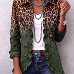 Fleur dames luipaardblazer met kleurverloop en ruches