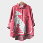 Sierlijke dames zomerblouse met print van lichte, ademende stof met lange mouwen