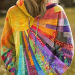 Daphne hoodie met patchwork en sunburst-print