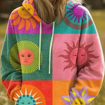 Nadine patchwork hoodie met zongezichten