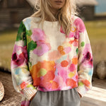 Jasmijn meerkleurige tie-dye trui met ronde hals