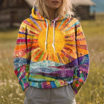 Ilse hoodie met landschap en sunburst-print