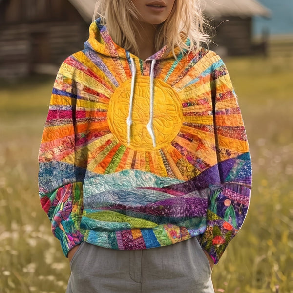 Ilse hoodie met landschap en sunburst-print